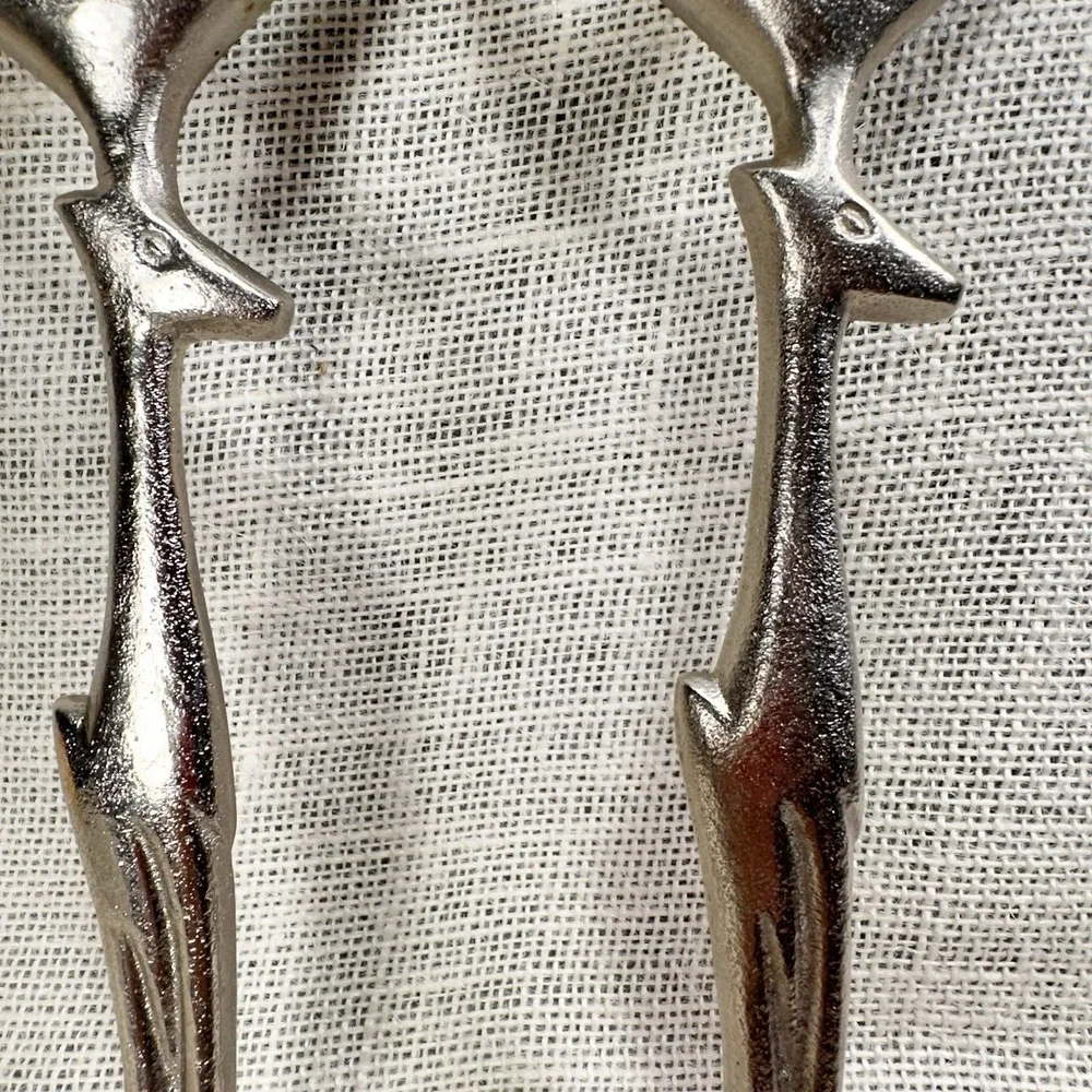Pottery Barn Reindeer Stag Salad Serving Forks Metal Rustic‎ Lodge 11 Inch